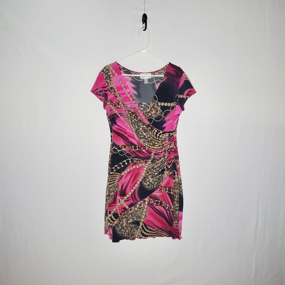 Joseph Ribkoff Faux Wrap Sheath Dress 12 Old Money Glam Baddie Chains Designer